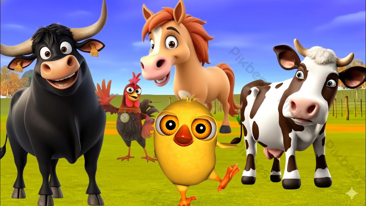 El pollito y el tractor de la granja 3D game pollito pío el Toro se congela jugando 3D