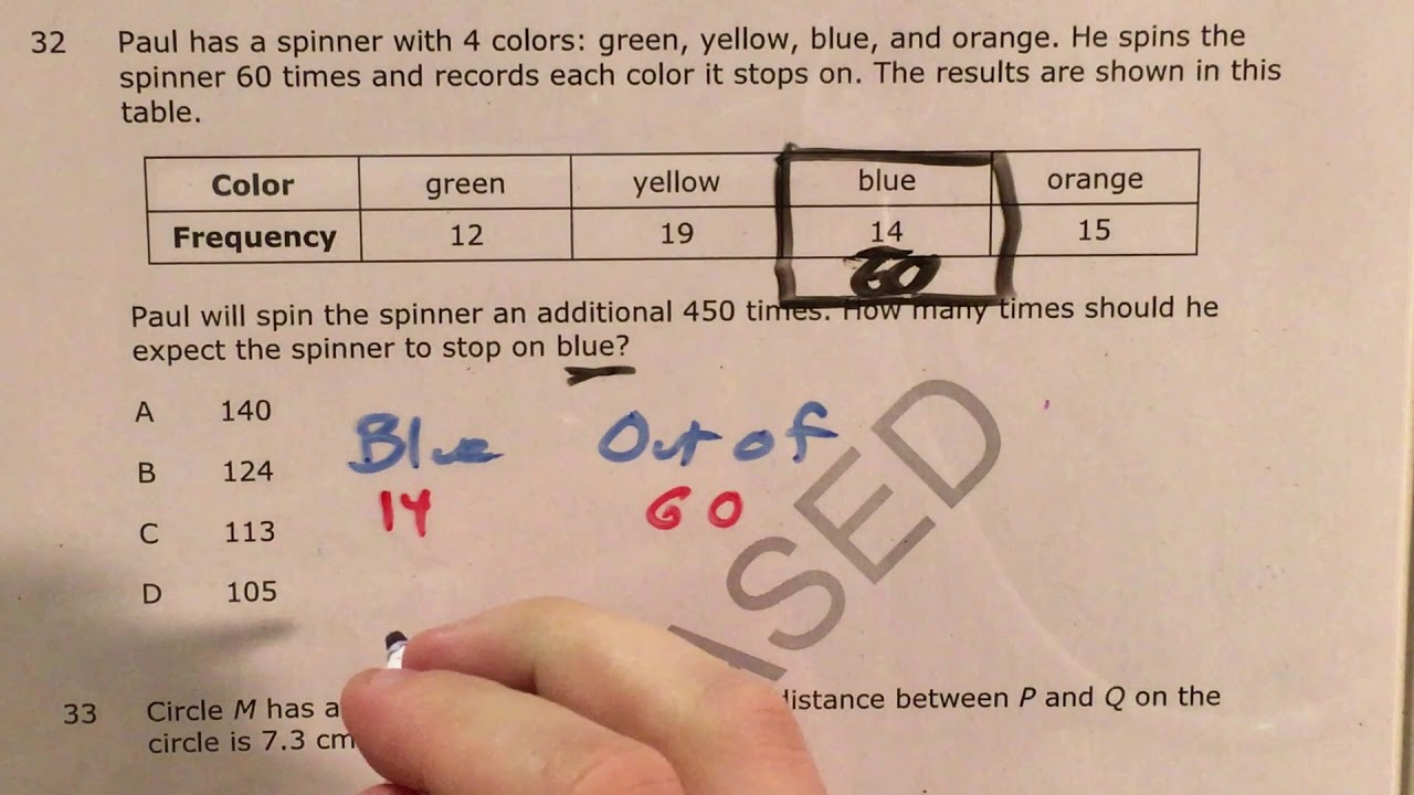 NC 7th Grade Math Released question 32 (released 2018 - 2019) - YouTube