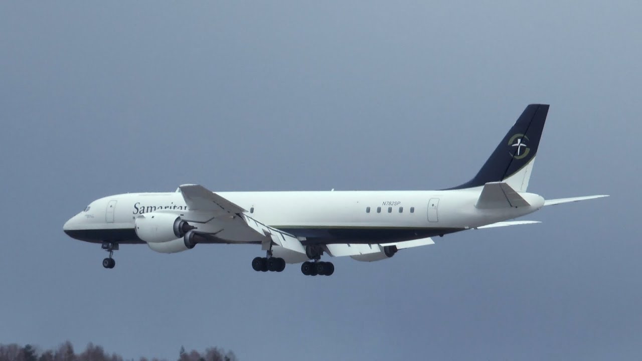 Glasgow Prestwick Airport, Ayrshire, Scotland. Alamy Live News 09 March  2022 ; Credit Alister Firth The Samaritan's Purse is a nondenominational  evangelical Christian organization whose DC-8 aircraft is seen here landing  after