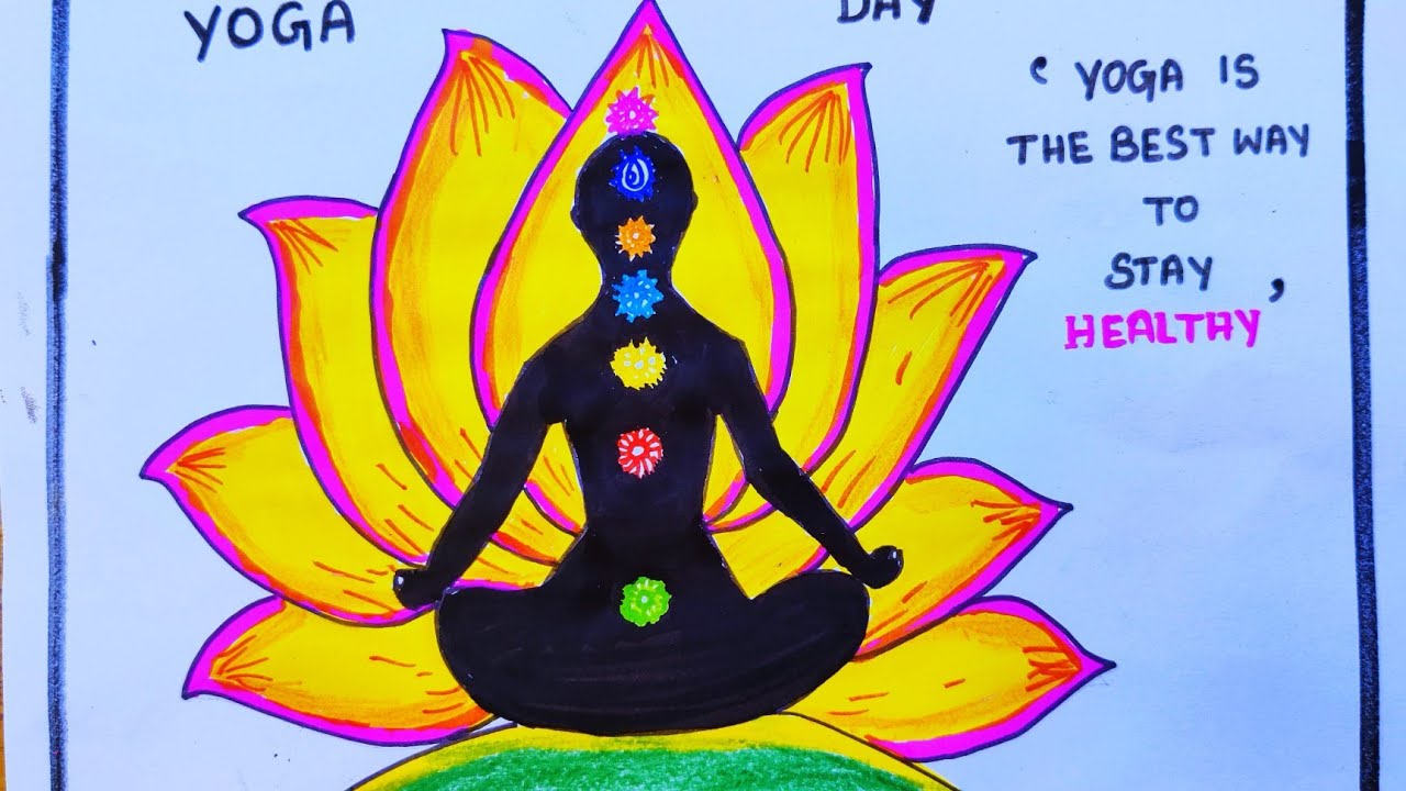 International yoga day drawing/yoga day poster drawing/world yoga day drawing/yoga dinam poster