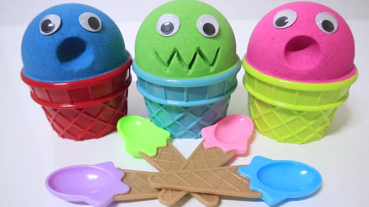 3 Color Kinetic Sand in Ice Cream Cups l Open Hatchimals Surprise Toys