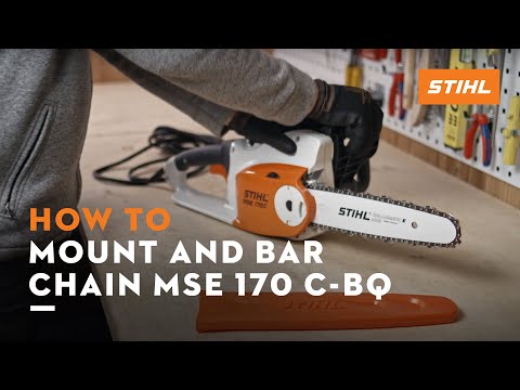 STIHL MSE 170 C-BQ chainsaw: Mounting the bar and chain, tensioning the saw chain