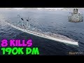 World of WarShips | Prinz Eitel Friedrich | 8 KILLS | 190K Damage - Replay Gameplay 4K 60 fps