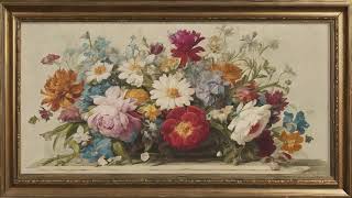 Endless screensaver of relaxing painting. Framed 4k art screensaver of vintage painting framed art.