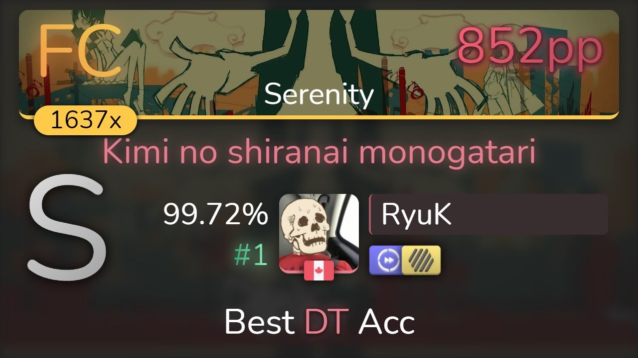RyuK | ClariS - Kimi no shiranai monogatari [Serenity] +HDDT 99.72% {#1 852pp FC} - osu!