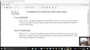 unix Lab 9 : INTERPROCESS COMMUNICATION USING PIPES