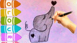 رسم فيل كيوت/How to draw an elephant/تعليم رسم /رسم سهل #art #drawing