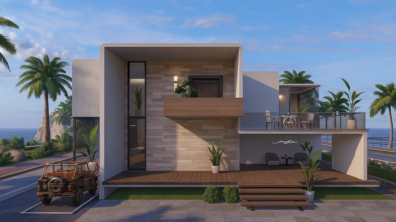 Modern minimalist design 🏡 with rooftop deck | PUBG Mobile home design level 28! ❌ No UC needed!