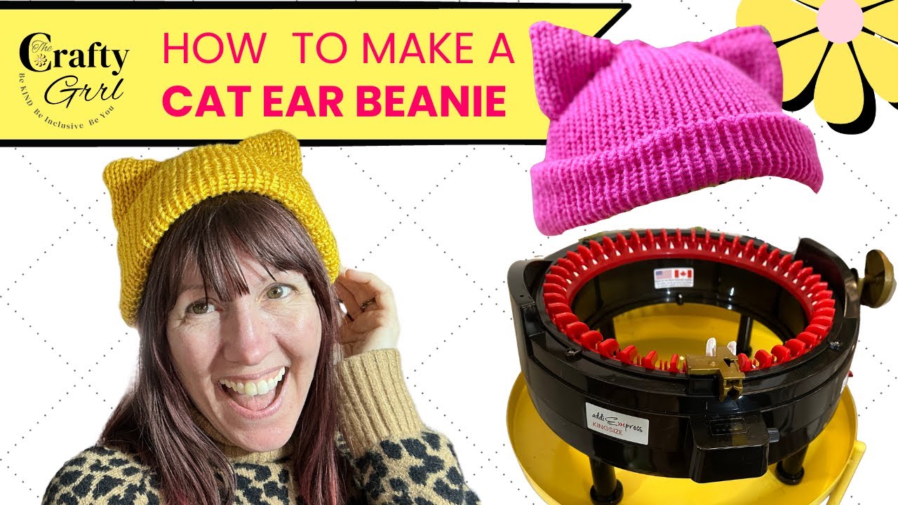How to make a cat ear beanie on a knitting machine