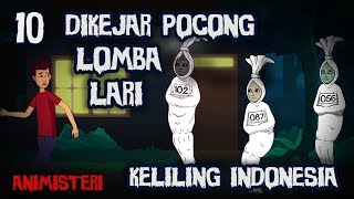 Animisteri 10 - Dikejar Pocong Lomba Lari Keliling Indonesia - Kartun Lucu Horor, Kartun Hantu