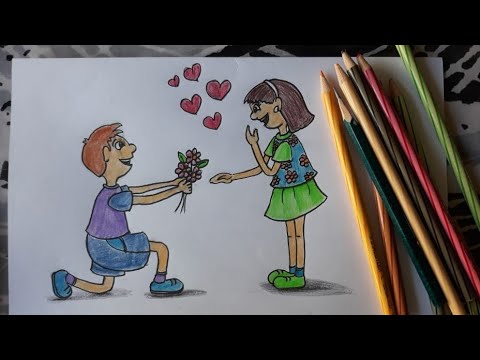 Art It Is How To Draw And Paint A Cute Cartoon Couple Drawing A Cartoon Boy And Girl Easy Way Youtube