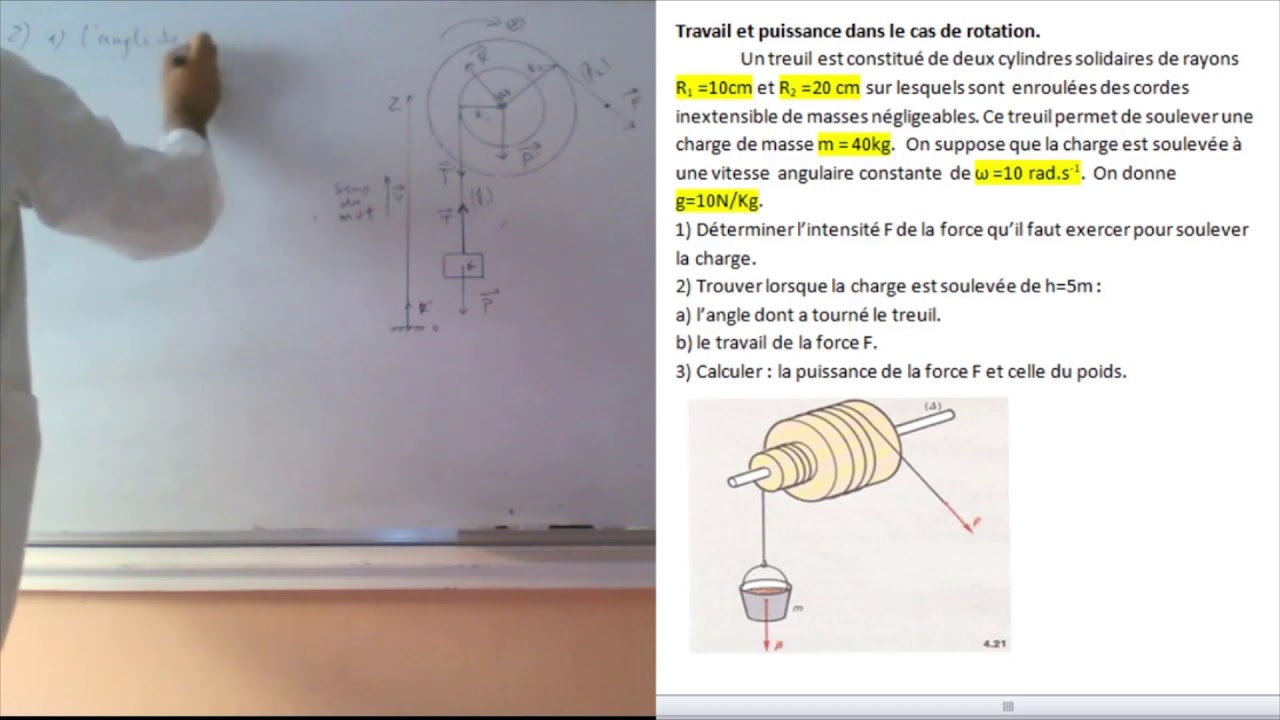 Exercice   : Travail et puissance dans le cas de rotation