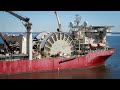 Massive Pipe-lay Vessel Spooling up Pipe