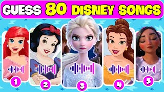 Guess Top 80 Most Popular DISNEY SONGS | Who's SINGING? Elsa, Snow White, Belle, Isabela | NT Quiz