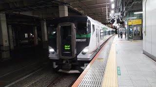 E257系 OM-51編成 臨時特急富士回遊72号新宿行が新宿駅6番線に入線するシーン