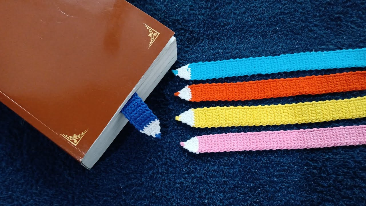 Marcador de página de crochê #lapis#croche