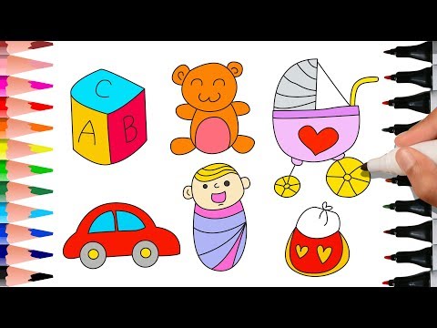 fun-baby-stuff:-baby-trolley-with-heart-shape,-teddy-bear,-abc-toy,-car,-baby-in-diaper