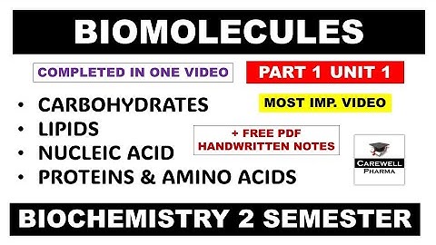 Unit 1 Biomolecules (complete) | Carbohydrates | Lipids | Part 1 | Biochemistry b pharm 2nd semester
