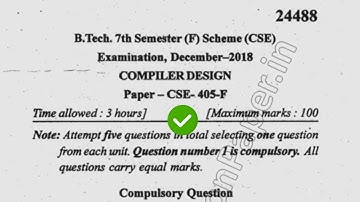 2018 Mdu BTech CSE 7th Sem Compiler Design Question Paper