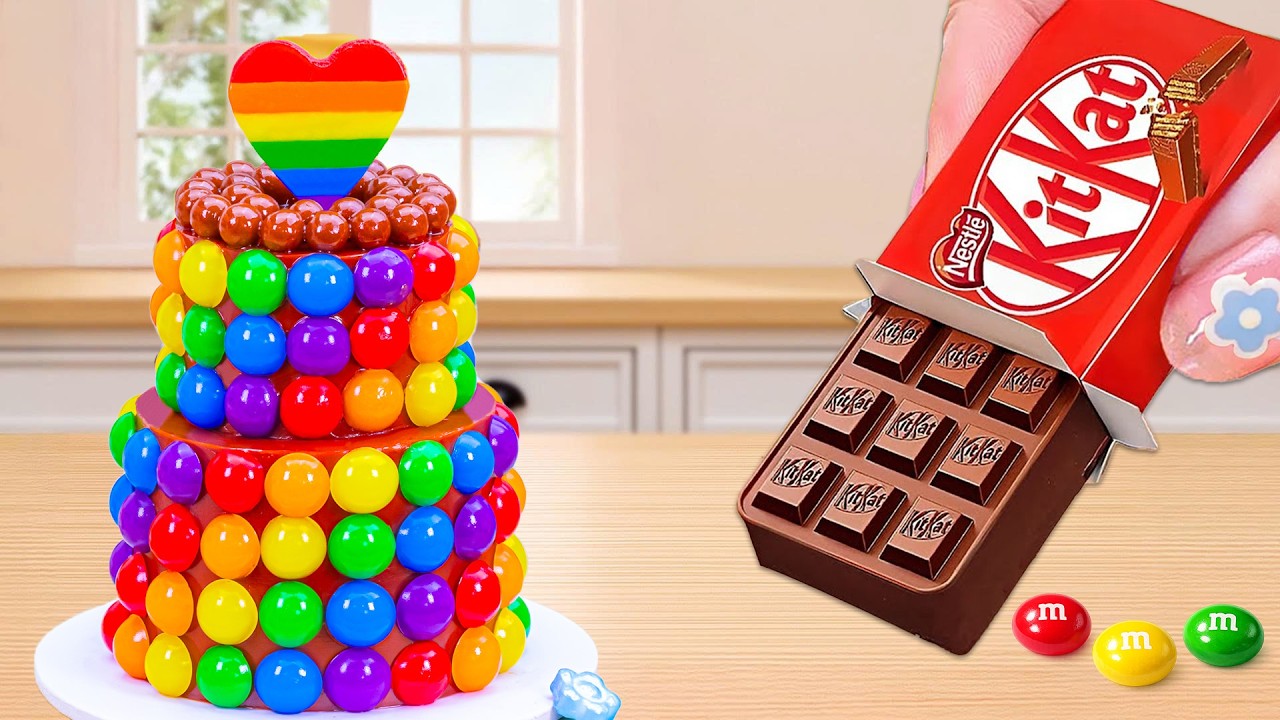 Amazing Mini Rainbow Chocolate KitKat Cake Decorating 🌈 Tiny Rainbow ...