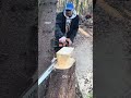 Un bûcheron transforme une souche en une magnifique chaise