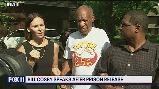 Bill Cosby's team, lawyers speak to the media after his prison release
