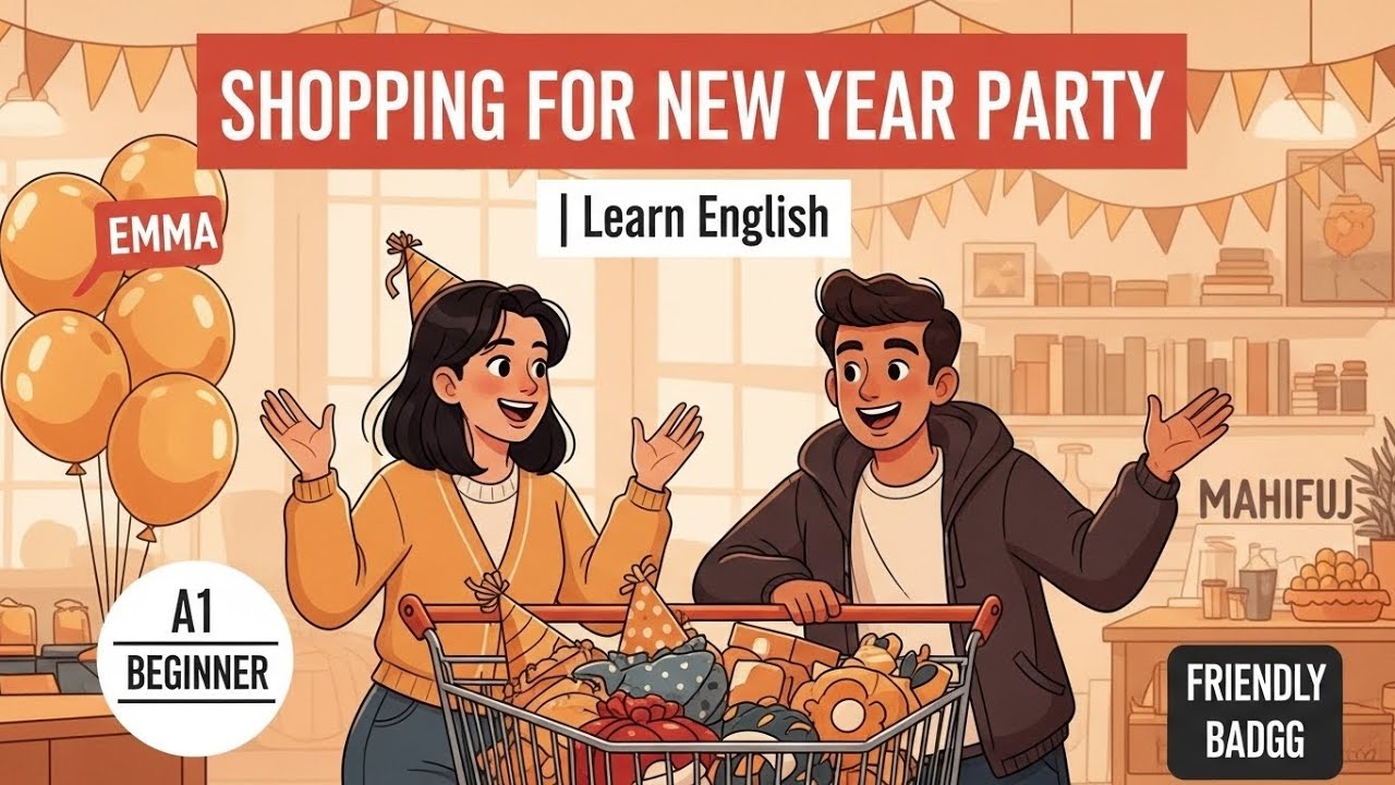 How to Shop for a New Year Party in English | Real English Conversation | Shopping Vocabulary