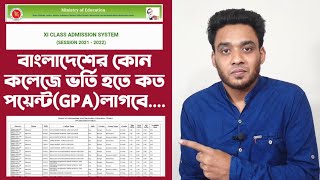 কোন কলেজে ভর্তি হতে কত পয়েন্ট (GPA) লাগবে ২০২২ - xi admission 2022 - HSC admission system