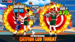 *BRAND NEW 6’11 CATFISH LOB THREAT* BUILD W/ EVERY CONTACT DUNK on NBA 2K23! (CATFISH GREEK FREAK!)