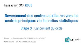 Sap Ksub Déversement Centres Auxiliaires Vers Centres Principaux Via Les Ratios Statistiques