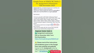 IGNOU Assignment Submission Guidelines Rc Delhi 3 December 2025 Session | IGNOU Assignment dec 2025