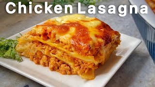 Chicken Lasagna (Pasta layered with Red Chicken Filling & White Sauce)