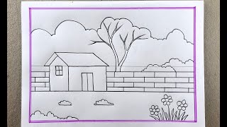 Very very Easy scenery || Natural scenery drawing