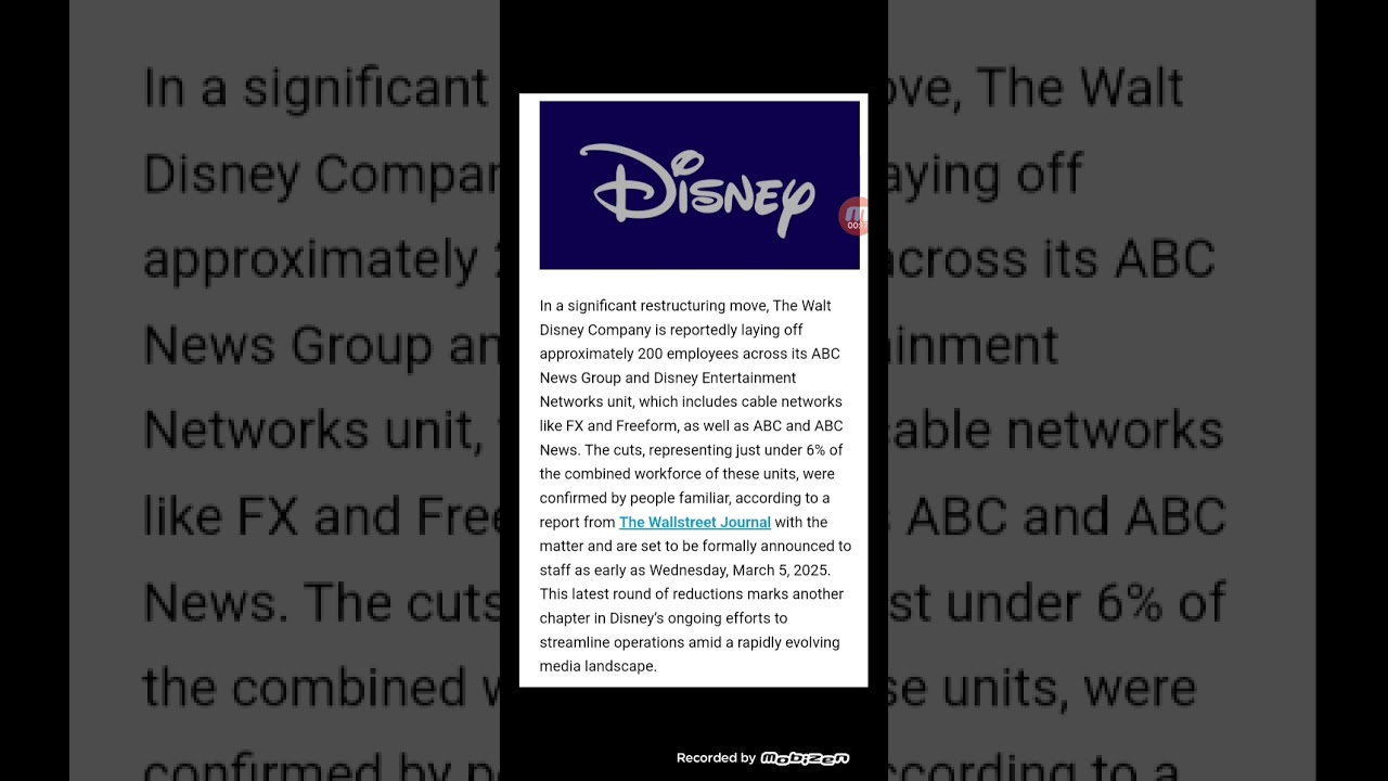 Disney to have layoffs.