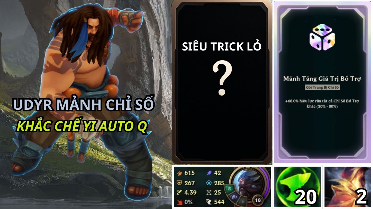 SIÊU TRICK LỎ VÕ ĐÀI LẦN ĐẦU XUẤT HIỆN VÀ UDYR MẢNH CHỈ SỐ SÁT LỰC ONESHOT | LOL | ARENA