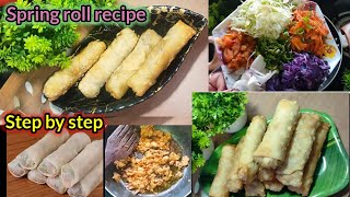 Spring roll recipe/स्प्रिंग रोल रेसिपी how to make springroll easy way/Chicken+Veg spring roll #food