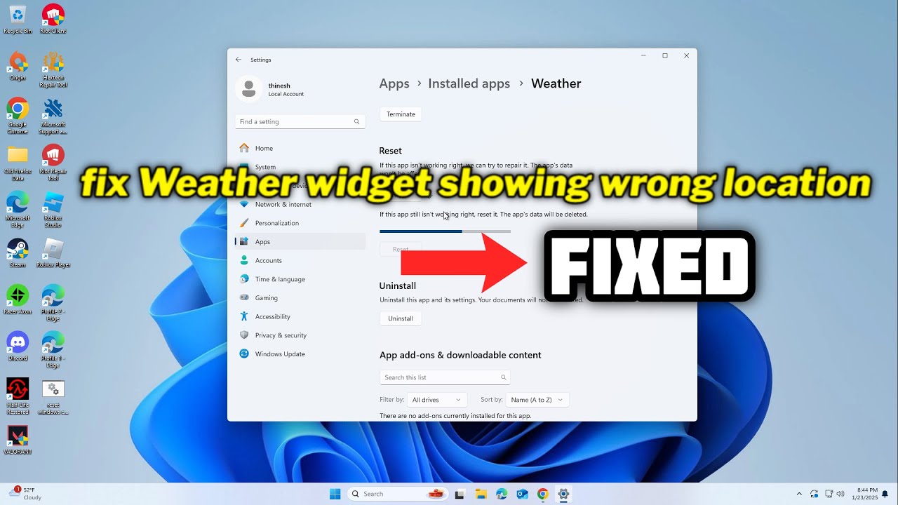 (FIXED) Weather widget showing wrong location in Windows