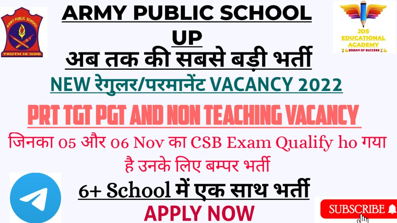 Aps up vacancy 2022:-Army public schools requirement 2022|aps vacancy 2022|Awes vacancy 2022 lucknow