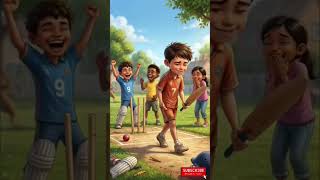 बच्चे खेल रहे हैं क्रिकेट 🏏 | Fun &amp; Energy Full Street Cricket 😍 #Shorts#aianimation #kidsshorts