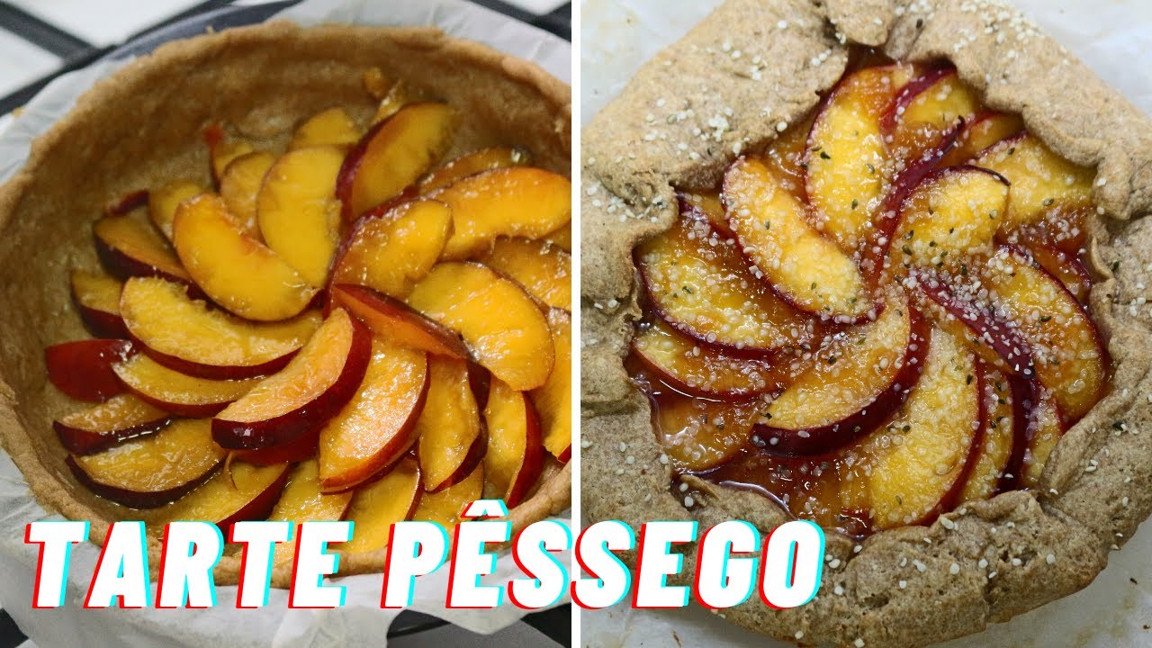 Tarte de pêssego fácil com farinha de espelta e aveia