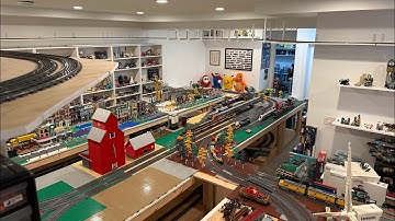 LEGO Trains - Running Trains On Our 75 Foot Elevated Track Loop