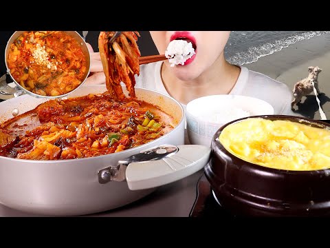 ASMR 바닷가 산책하고 돼지고기 김치찌개, 계란찜 집밥 (요청)먹방 | Kimchi Jjigae | Korean Home Meal | Mukbang