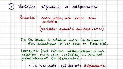 MAT3003 Équations de degré 1 à deux variables : Variables dépendantes et variables indépendantes