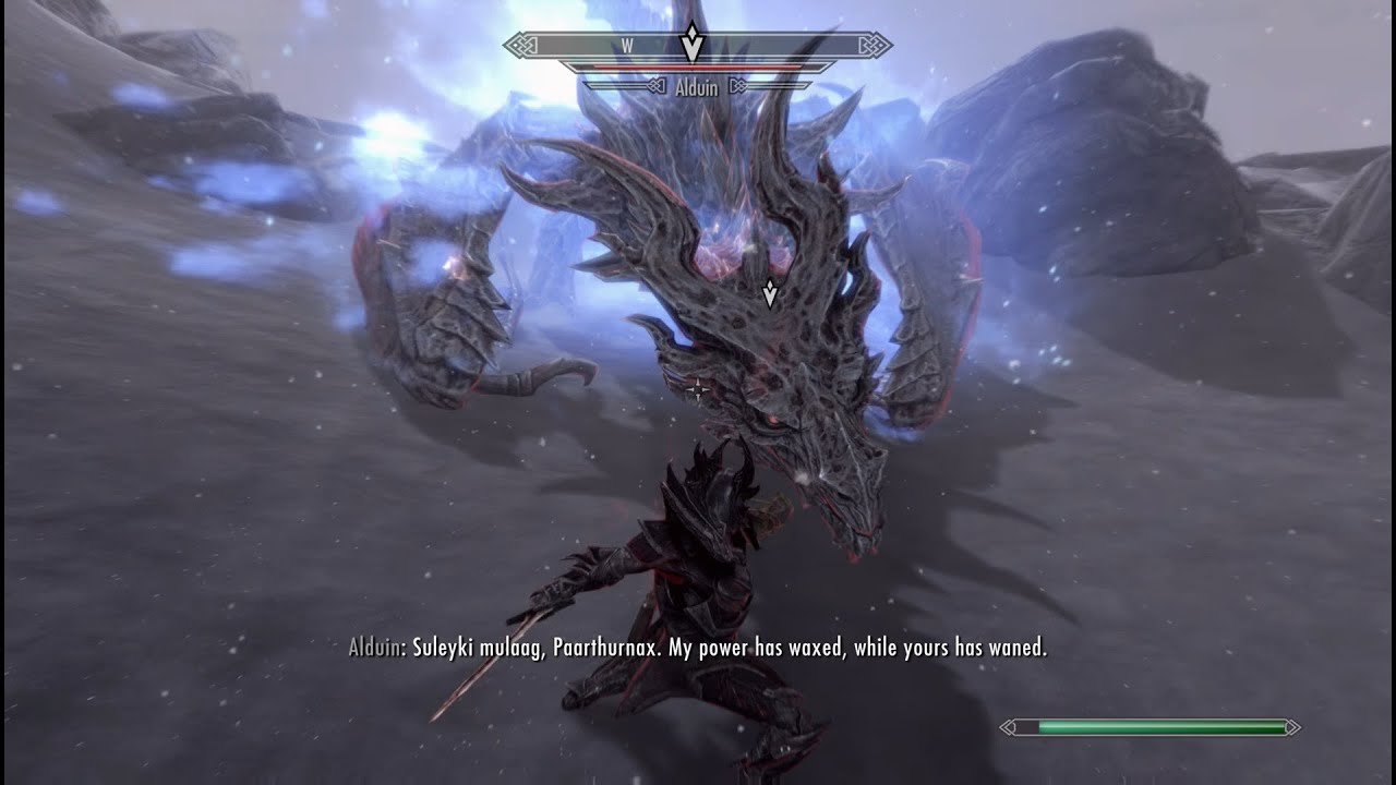 Skyrim Alduin First Battle (No Damage) (Legendary Difficulty) YouTube