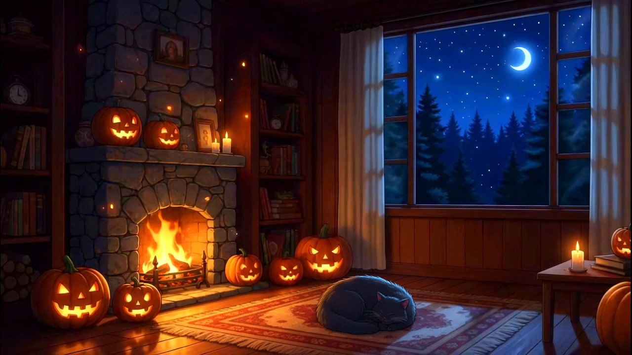 Warm Fireplace & Rain Sounds 🌙 Relaxing Lofi for Study & Chill Vibes