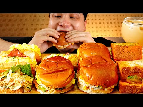 여러가지 토스트와 <strong>바닐라라떼</strong> 먹방~!! 리얼사운드ASMR Mukbang(Eating Show)