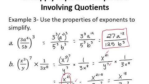 Algebra I, 8.2: Apply Exponent Properties Involving Quotients