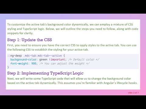 How to Dynamically Change the Background Colour of Active Mat-Tab in Angular