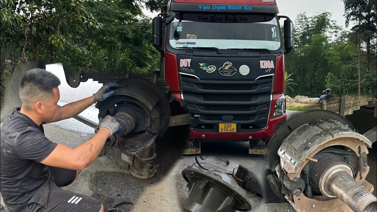 Rescue and replacement of ball bearing for 100 ton cargo tractor, the tire was broken