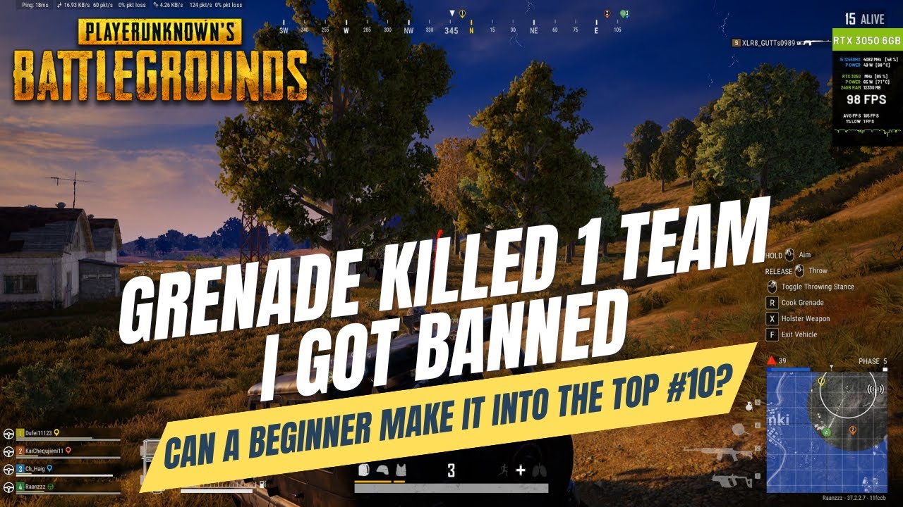 PUBG PC: Erangel Gameplay - Grenade Killed 1 Team and I Got Banned (No Commentary)